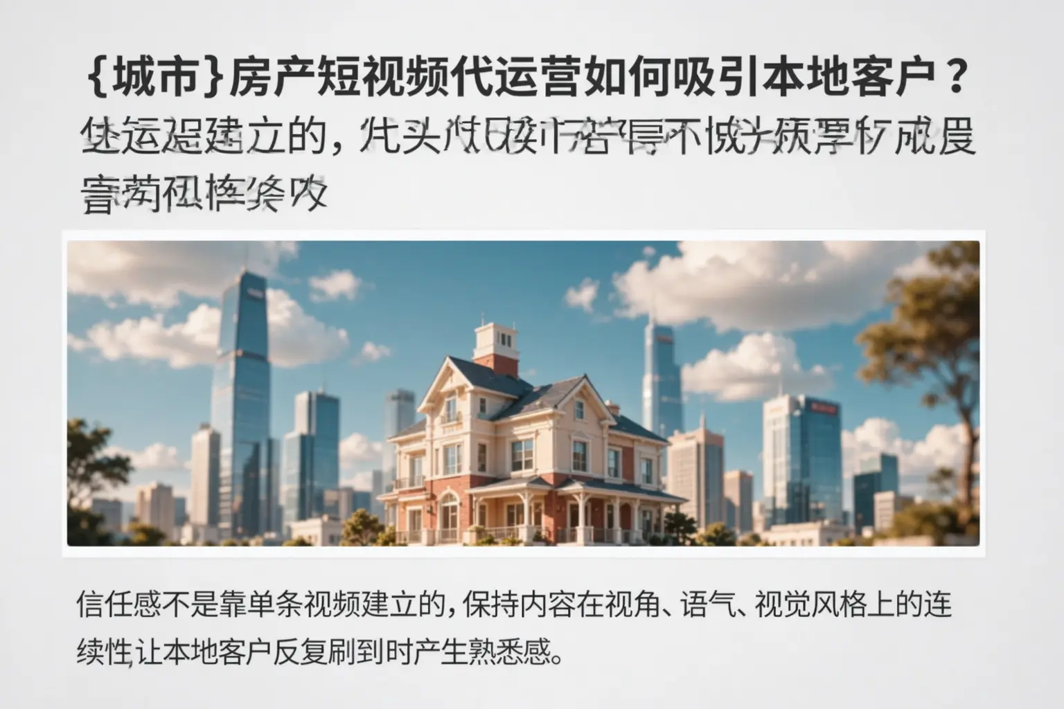 那曲房产短视频代运营如何吸引本地客户？
