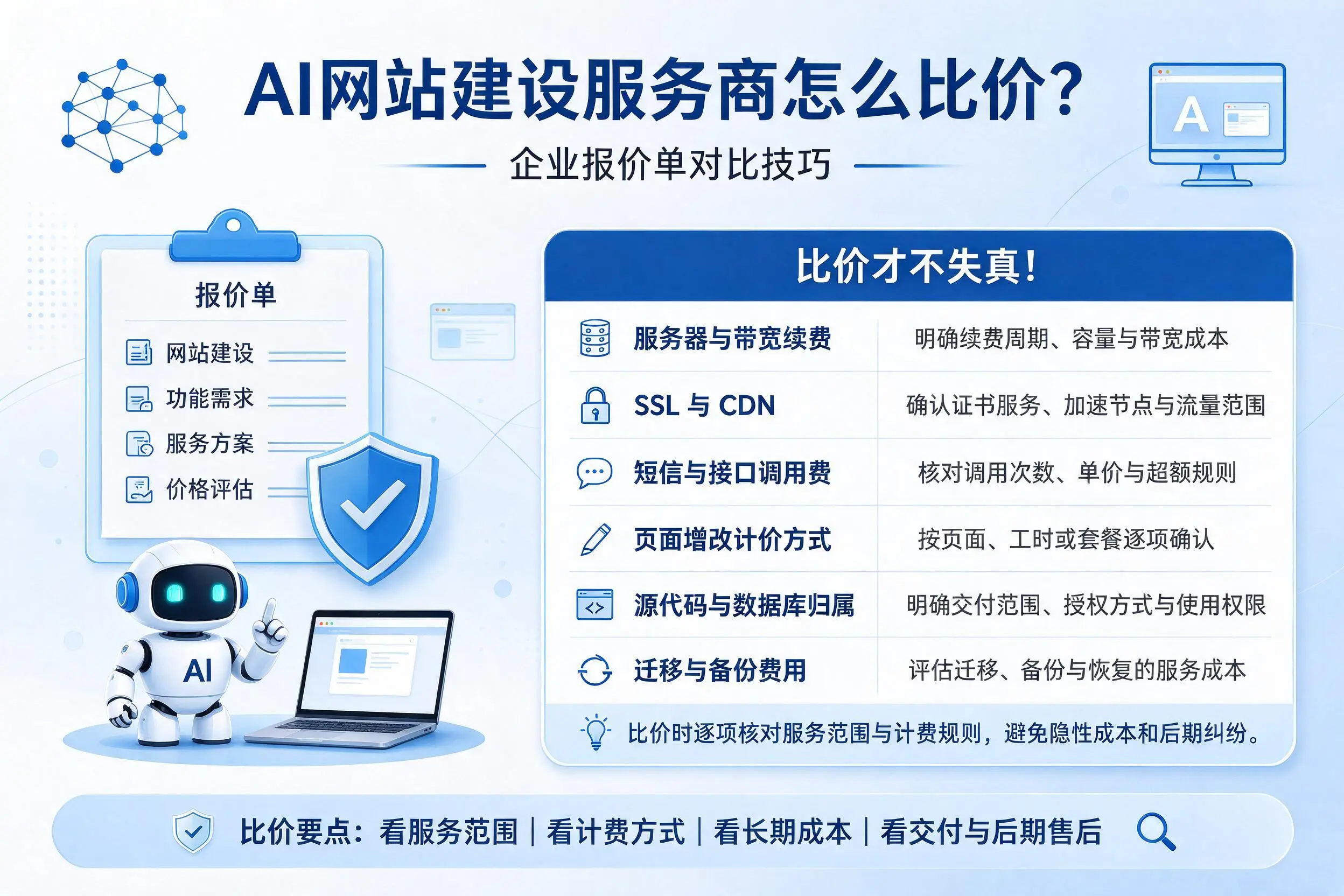 AI网站建设服务商怎么比价?那曲企业报价单对比技巧