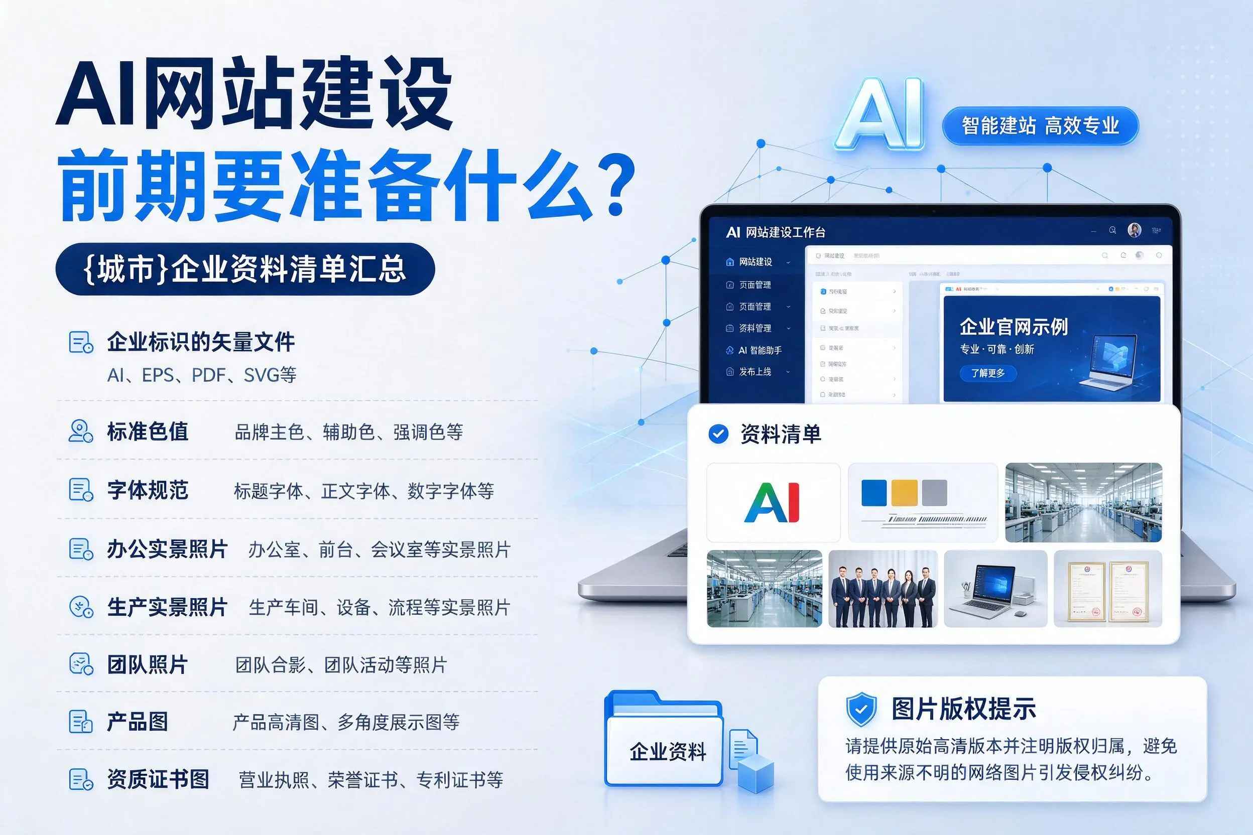 AI网站建设前期要准备什么?那曲企业资料清单汇总